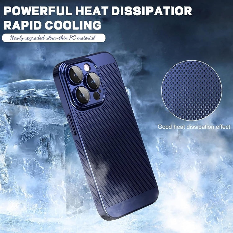 For iPhone 15 Pro Fine Mesh Cooling Phone Case(Blue) - HoMEdemic™ 