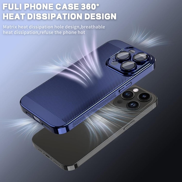 For iPhone 15 Pro Fine Mesh Cooling Phone Case(Blue) - HoMEdemic™ 