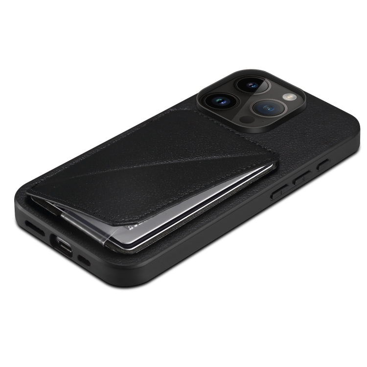 For iPhone 15 Pro Imitation Calfskin Leather Back Phone Case with Holder(Black) - HoMEdemic™ 