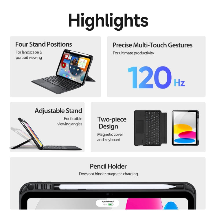 For iPad 10th Gen 10.9 2022 DUX DUCIS DK Series Magnetic Wireless Bluetooth Keyboard Tablet Case(Black) - HoMEdemic™ 