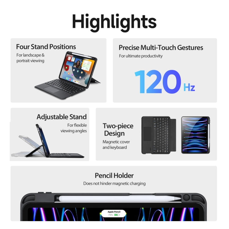 For iPad Air 11 2024 / 4&5 / iPad Pro 11 2022 DUX DUCIS DK Series Magnetic Wireless Bluetooth Keyboard Tablet Case(Black) - HoMEdemic™ 