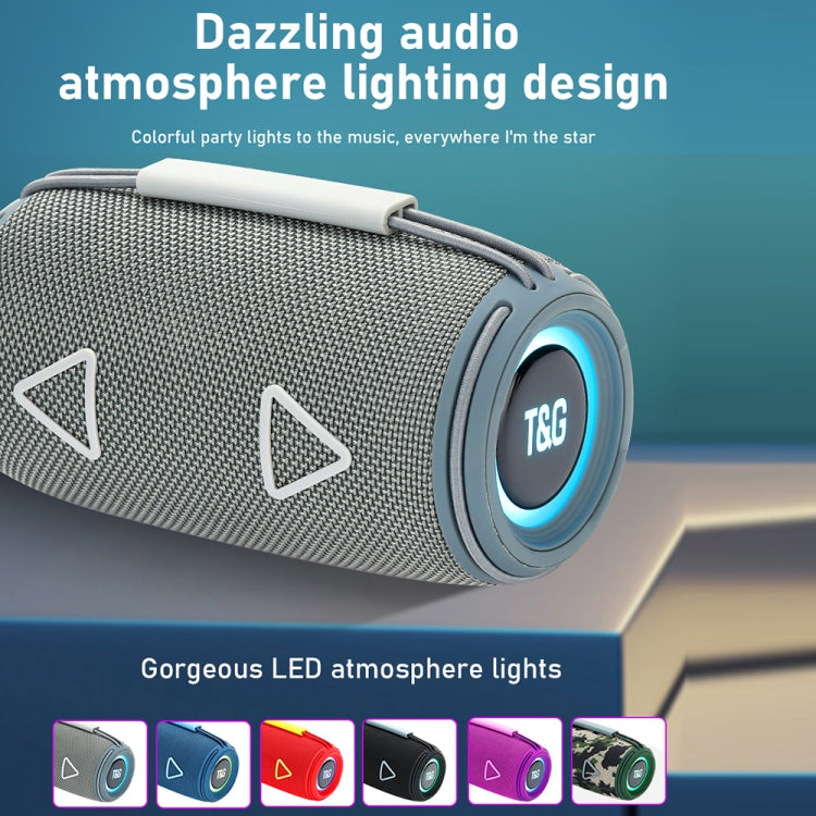 T&G TG-657 Portable Wireless 3D Stereo Subwoofer Bluetooth Speaker Support FM / LED Atmosphere Light(Grey) - HoMEdemic™ 