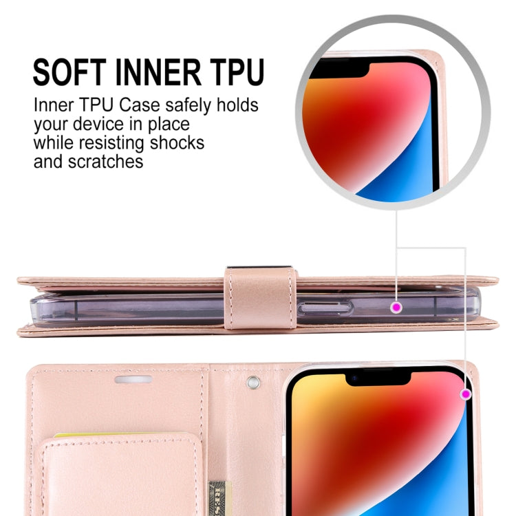 For iPhone 15 GOOSPERY RICH DIARY Crazy Horse Texture Leather Phone Case(Pink) - HoMEdemic™ 