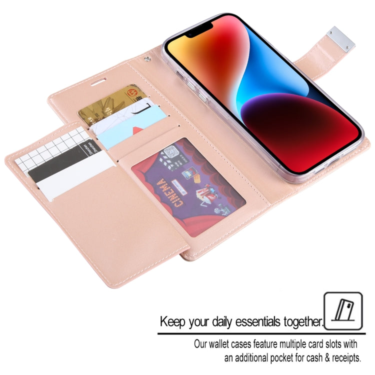 For iPhone 15 GOOSPERY RICH DIARY Crazy Horse Texture Leather Phone Case(Pink) - HoMEdemic™ 