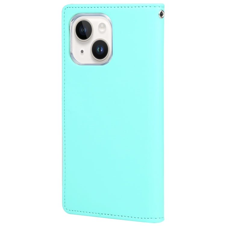 For iPhone 15 GOOSPERY RICH DIARY Crazy Horse Texture Leather Phone Case(Mint Green) - HoMEdemic™ 