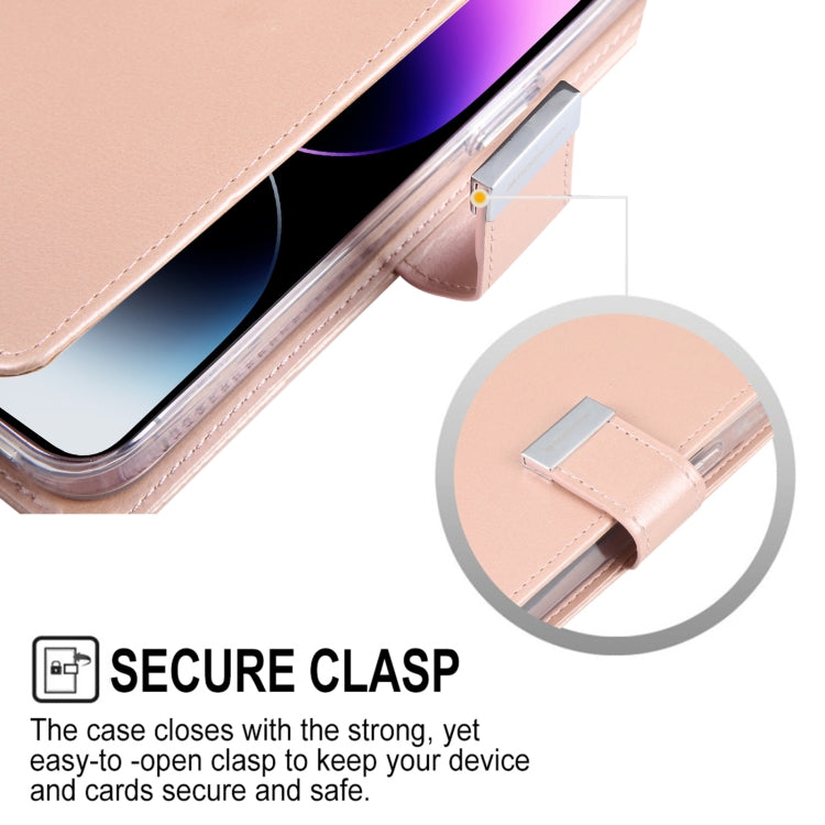 For iPhone 15 Pro Max GOOSPERY RICH DIARY Crazy Horse Texture Leather Phone Case(Rose Gold) - HoMEdemic™ 