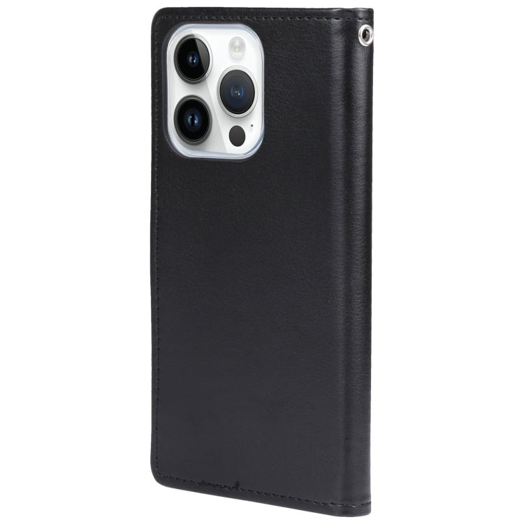 For iPhone 15 Pro Max GOOSPERY RICH DIARY Crazy Horse Texture Leather Phone Case(Black) - HoMEdemic™ 