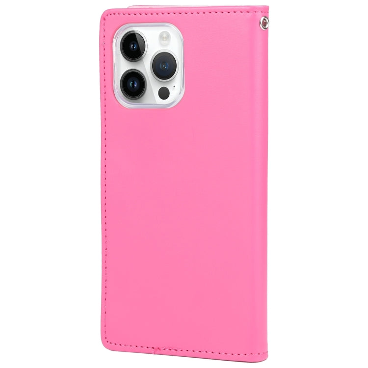 For iPhone 15 Pro Max GOOSPERY RICH DIARY Crazy Horse Texture Leather Phone Case(Rose Red) - HoMEdemic™ 