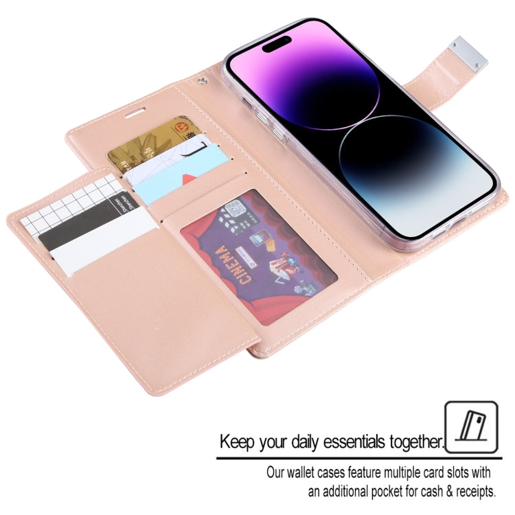 For iPhone 15 Pro Max GOOSPERY RICH DIARY Crazy Horse Texture Leather Phone Case(Pink) - HoMEdemic™ 