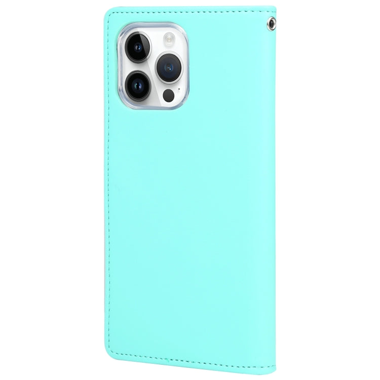 For iPhone 15 Pro Max GOOSPERY RICH DIARY Crazy Horse Texture Leather Phone Case(Mint Green) - HoMEdemic™ 