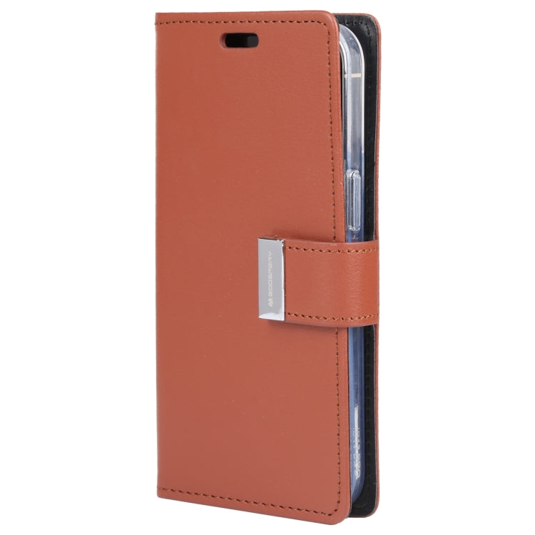 For iPhone 15 Pro GOOSPERY RICH DIARY Crazy Horse Texture Leather Phone Case(Brown) - HoMEdemic™ 