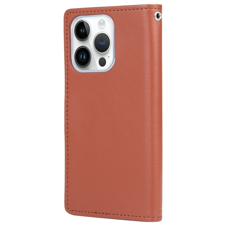 For iPhone 15 Pro GOOSPERY RICH DIARY Crazy Horse Texture Leather Phone Case(Brown) - HoMEdemic™ 