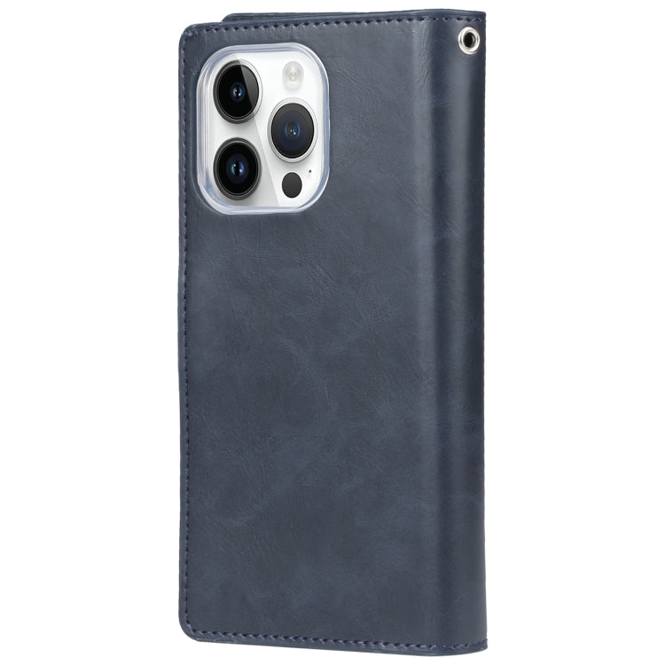 For iPhone 15 Pro Max GOOSPERY MANSOOR DIARY 9 Card Slots Leather Phone Case(Dark Blue) - HoMEdemic™ 