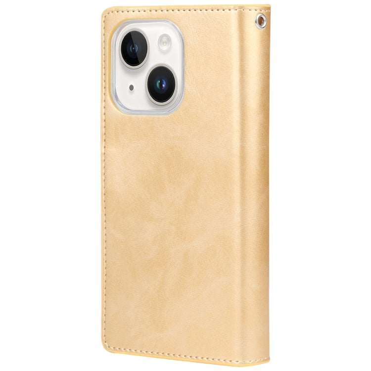 For iPhone 15 GOOSPERY MANSOOR DIARY 9 Card Slots Leather Phone Case(Gold) - HoMEdemic™ 