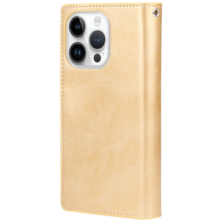 For iPhone 15 Pro GOOSPERY MANSOOR DIARY 9 Card Slots Leather Phone Case(Gold) - HoMEdemic™ 