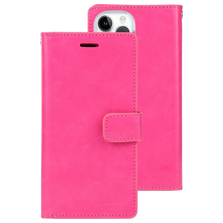 For iPhone 15 Pro GOOSPERY MANSOOR DIARY 9 Card Slots Leather Phone Case(Rose Red) - HoMEdemic™ 