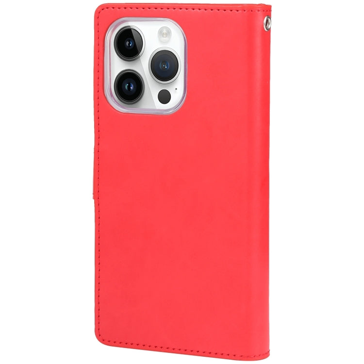 For iPhone 15 Pro GOOSPERY MANSOOR DIARY 9 Card Slots Leather Phone Case(Red) - HoMEdemic™ 