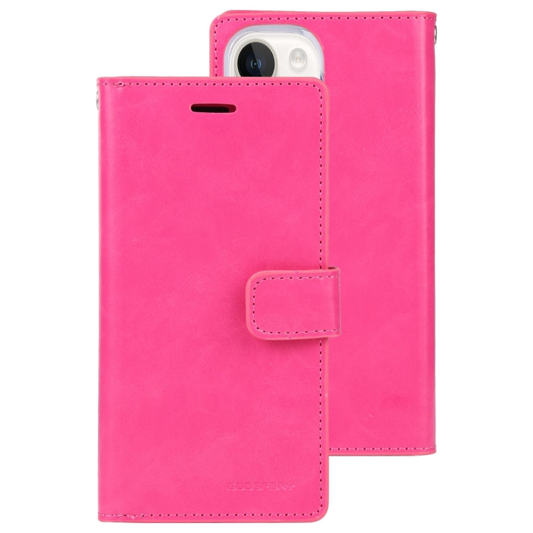 For iPhone 15 Plus GOOSPERY MANSOOR DIARY 9 Card Slots Leather Phone Case(Rose Red) - HoMEdemic™ 
