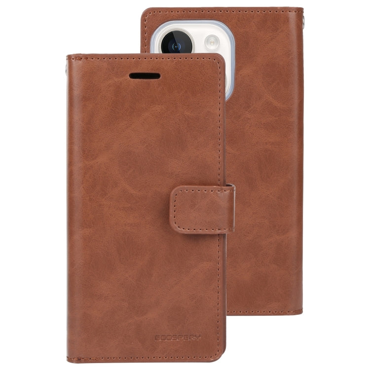 For iPhone 15 Plus GOOSPERY MANSOOR DIARY 9 Card Slots Leather Phone Case(Brown) - HoMEdemic™ 