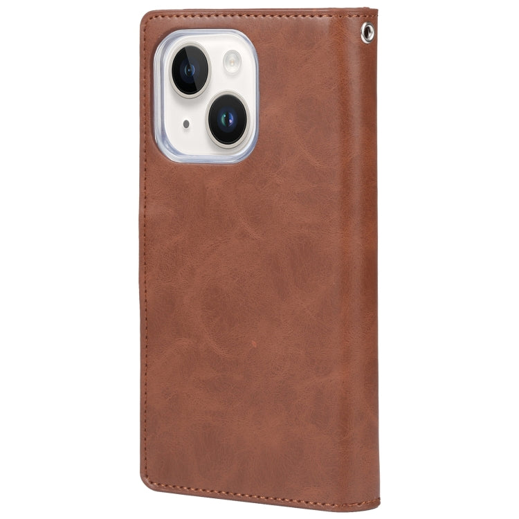For iPhone 15 Plus GOOSPERY MANSOOR DIARY 9 Card Slots Leather Phone Case(Brown) - HoMEdemic™ 