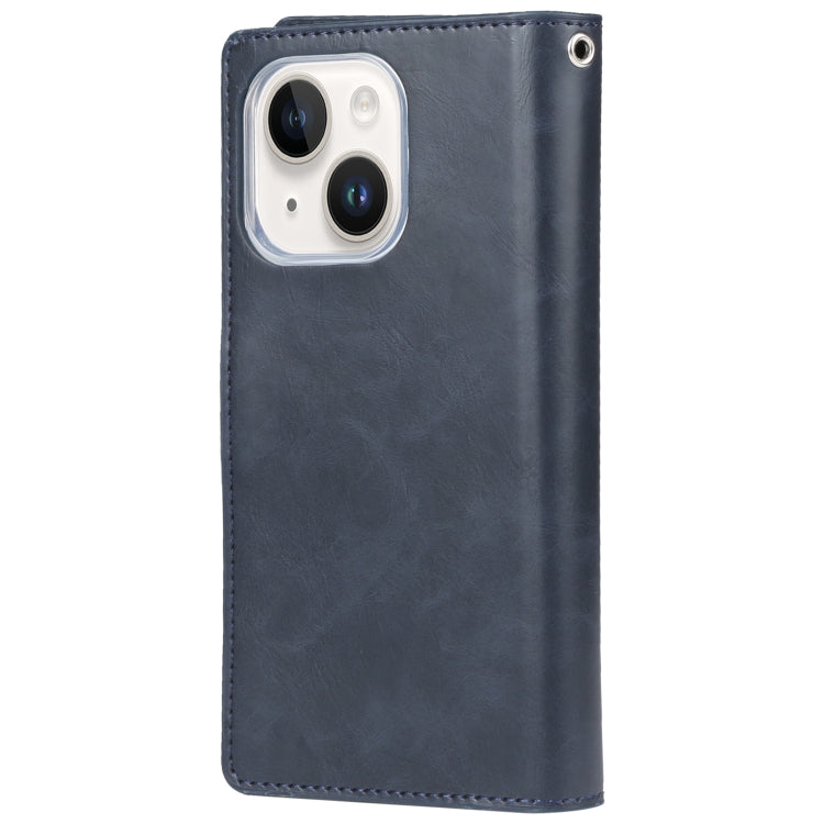 For iPhone 15 Plus GOOSPERY MANSOOR DIARY 9 Card Slots Leather Phone Case(Dark Blue) - HoMEdemic™ 