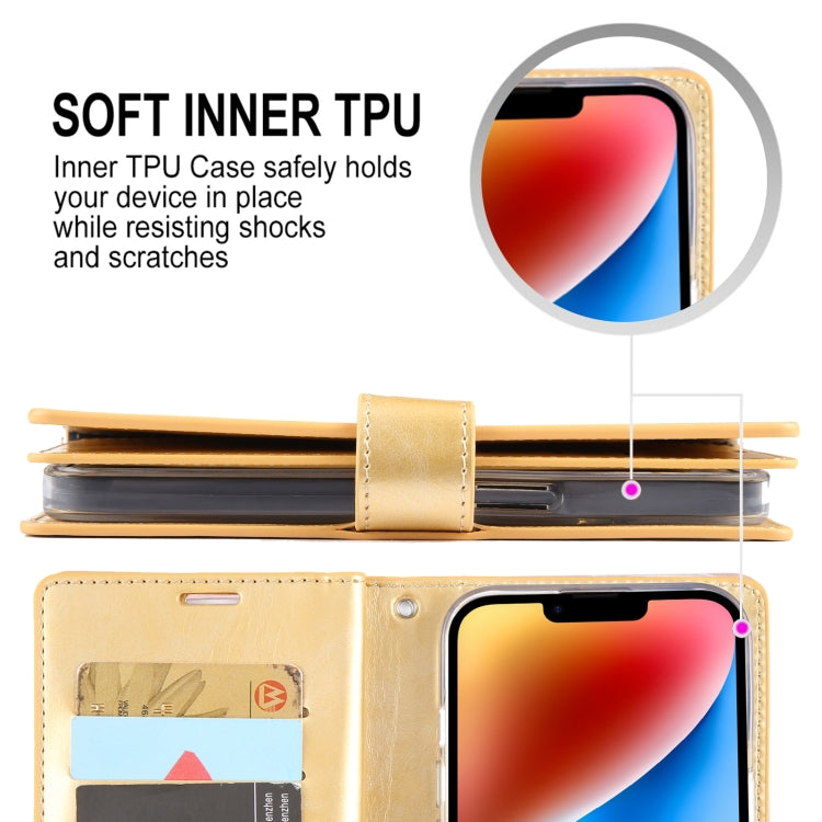 For iPhone 15 Plus GOOSPERY MANSOOR DIARY 9 Card Slots Leather Phone Case(Dark Blue) - HoMEdemic™ 