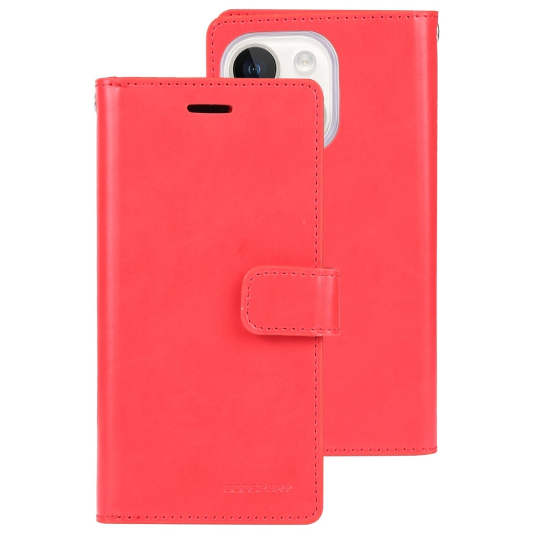 For iPhone 15 Plus GOOSPERY MANSOOR DIARY 9 Card Slots Leather Phone Case(Red) - HoMEdemic™ 