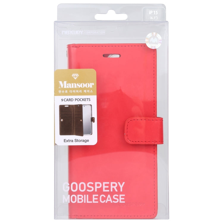 For iPhone 15 Plus GOOSPERY MANSOOR DIARY 9 Card Slots Leather Phone Case(Red) - HoMEdemic™ 