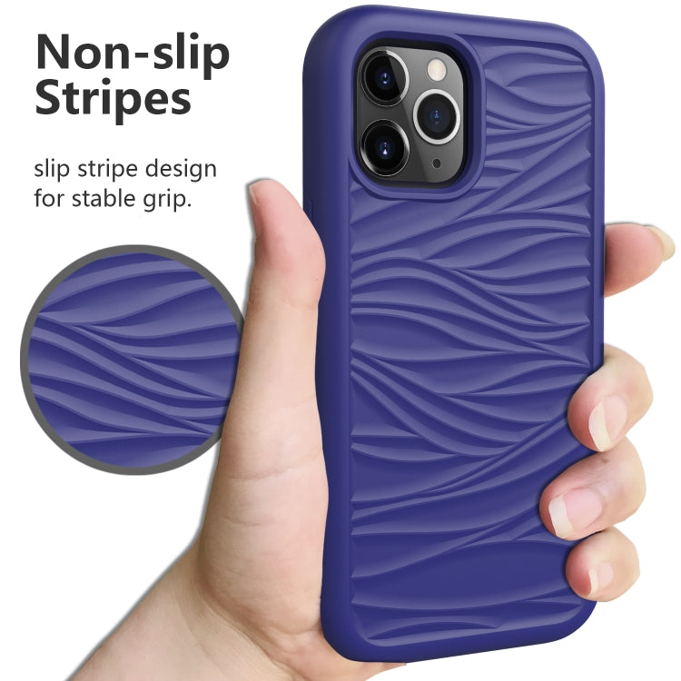 For iPhone 15 Pro Max Wave Pattern 3 in 1 Silicone + PC Phone Case(Navy+Olivine) - HoMEdemic™ 