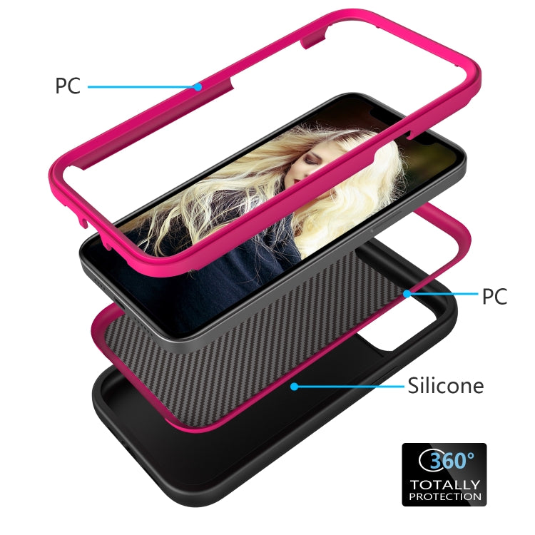 For iPhone 15 Pro Max Wave Pattern 3 in 1 Silicone + PC Phone Case(Black+Hot Pin) - HoMEdemic™ 