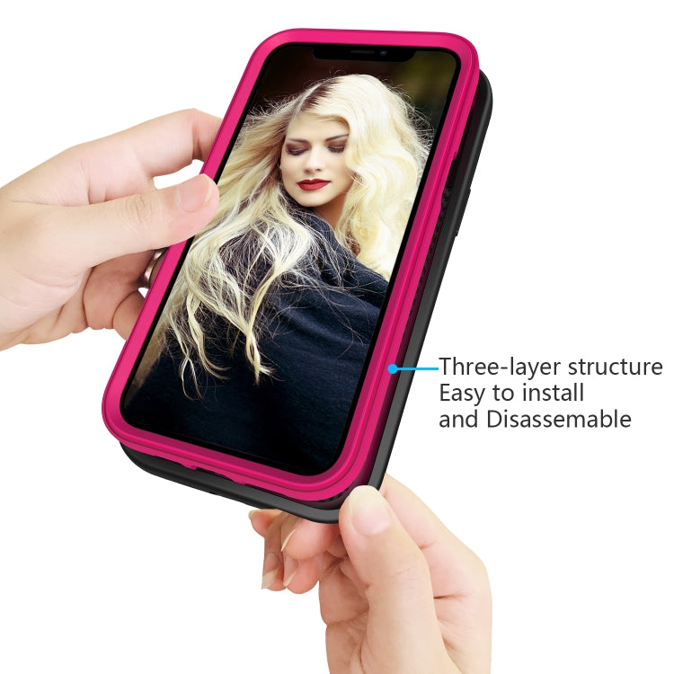For iPhone 15 Pro Max Wave Pattern 3 in 1 Silicone + PC Phone Case(Black+Hot Pin) - HoMEdemic™ 