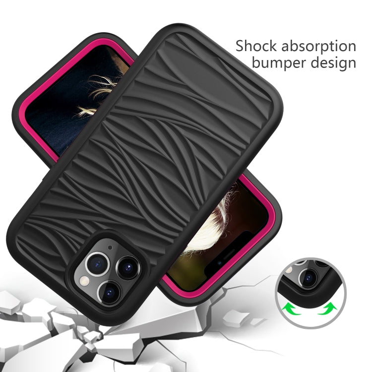 For iPhone 15 Pro Max Wave Pattern 3 in 1 Silicone + PC Phone Case(Black+Hot Pin) - HoMEdemic™ 