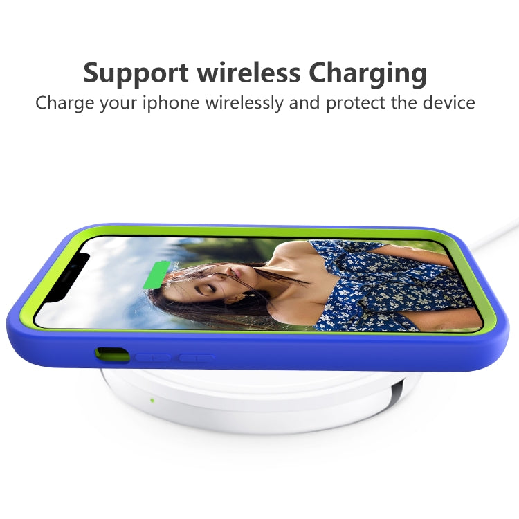 For iPhone 15 Pro Max Wave Pattern 3 in 1 Silicone + PC Phone Case(Blue+Olivine) - HoMEdemic™ 