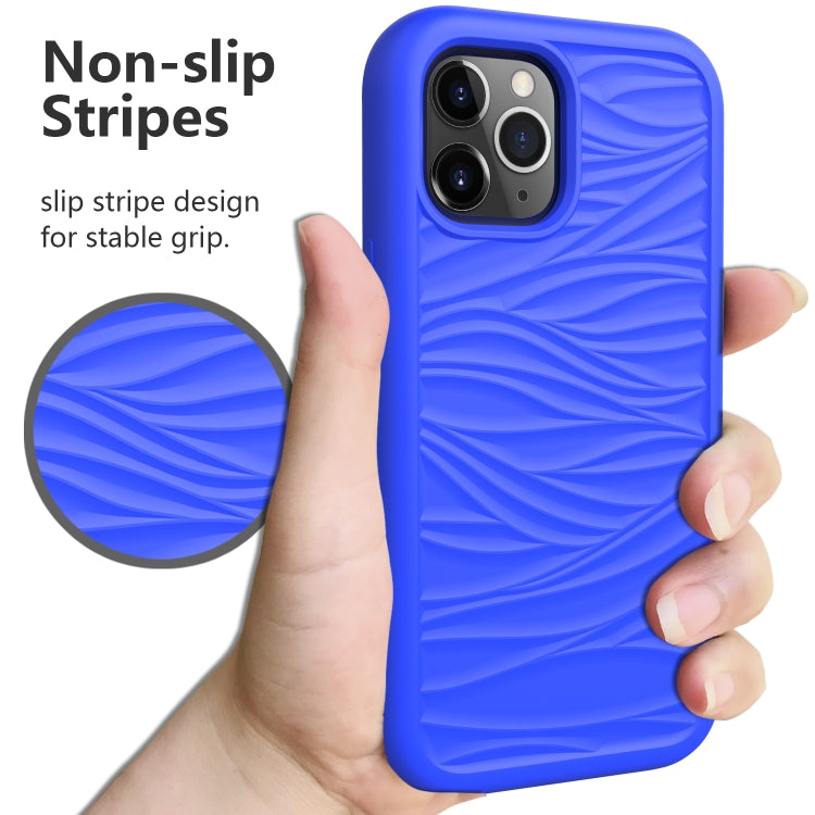 For iPhone 15 Pro Max Wave Pattern 3 in 1 Silicone + PC Phone Case(Blue+Olivine) - HoMEdemic™ 