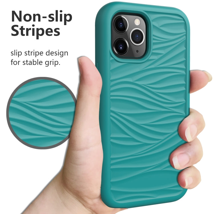 For iPhone 15 Pro Max Wave Pattern 3 in 1 Silicone + PC Phone Case(Dark Sea Green) - HoMEdemic™ 