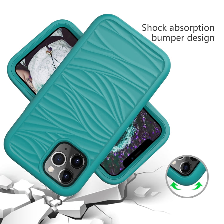 For iPhone 15 Pro Wave Pattern 3 in 1 Silicone + PC Phone Case(Dark Sea Green) - HoMEdemic™ 