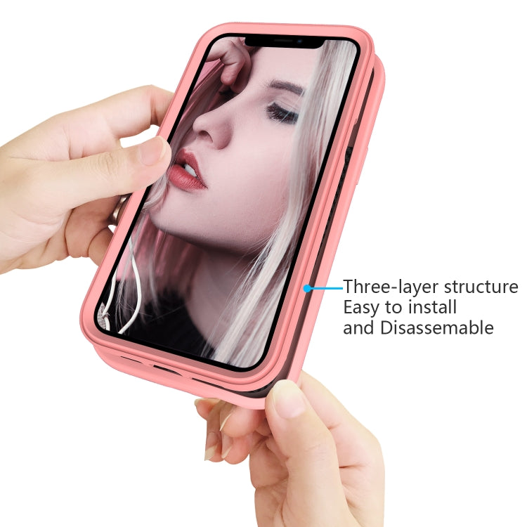 For iPhone 15 Pro Wave Pattern 3 in 1 Silicone + PC Phone Case(Rose Gold) - HoMEdemic™ 