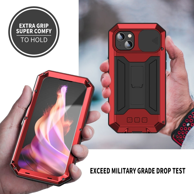 For iPhone 15 R-JUST Sliding Camera IP54 Life Waterproof Holder Phone Case(Red) - HoMEdemic™ 