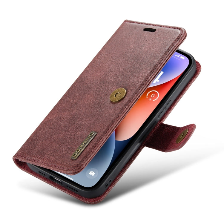 For iPhone 15 DG.MING Crazy Horse Texture Detachable Magnetic Leather Phone Case(Red) - HoMEdemic™ 