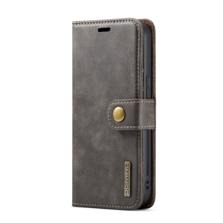 For iPhone 15 DG.MING Crazy Horse Texture Detachable Magnetic Leather Phone Case(Grey) - HoMEdemic™ 