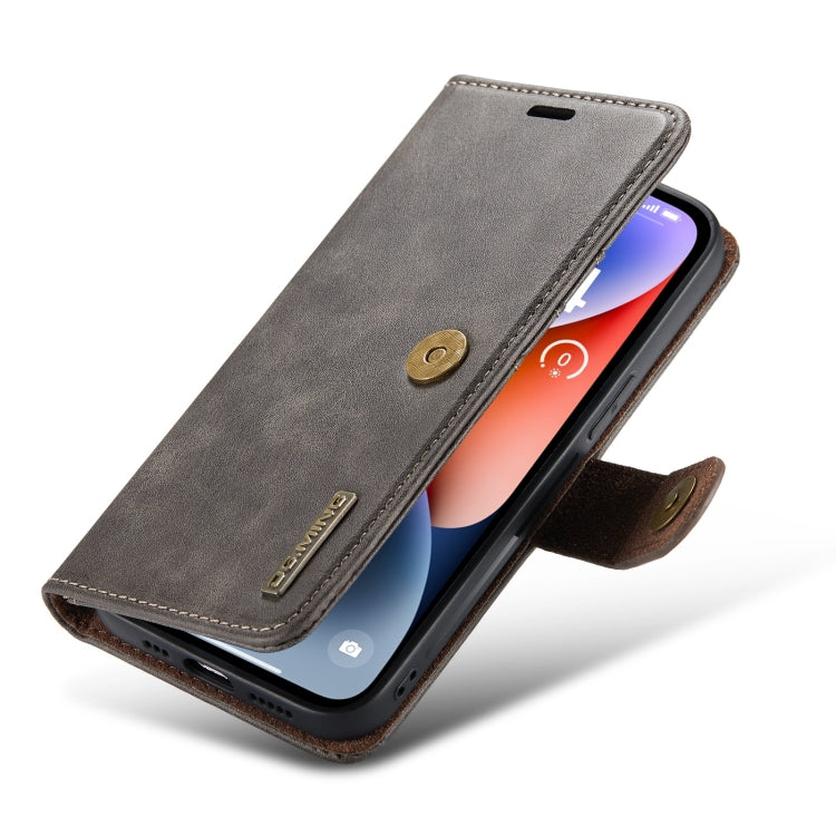 For iPhone 15 DG.MING Crazy Horse Texture Detachable Magnetic Leather Phone Case(Grey) - HoMEdemic™ 