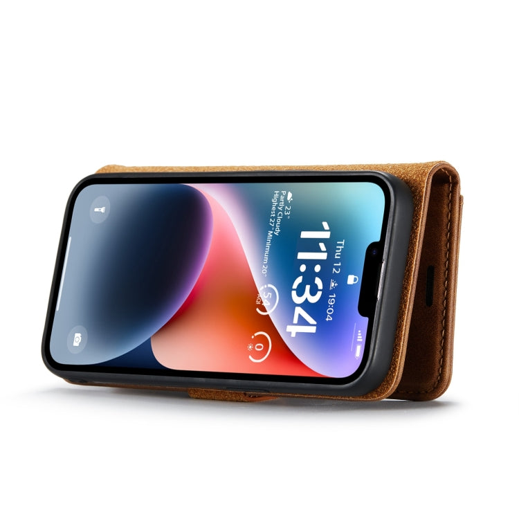 For iPhone 15 DG.MING Crazy Horse Texture Detachable Magnetic Leather Phone Case(Brown) - HoMEdemic™ 