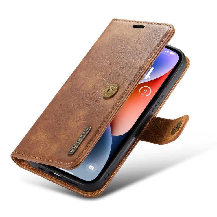 For iPhone 15 DG.MING Crazy Horse Texture Detachable Magnetic Leather Phone Case(Brown) - HoMEdemic™ 