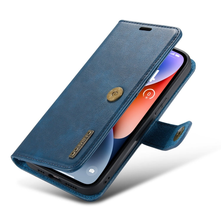 For iPhone 15 DG.MING Crazy Horse Texture Detachable Magnetic Leather Phone Case(Blue) - HoMEdemic™ 