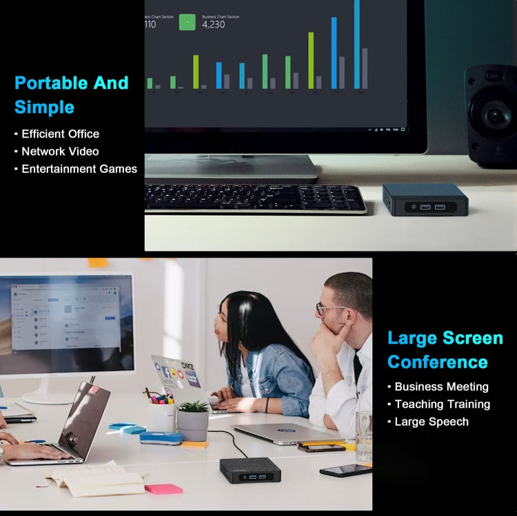 GXMO N42 Windows 11 Intel Gemini Lake N4000 Mini PC NVME SSD WiFi Mini Desktop Computer, Specification:6GB+64GB(Black) - HoMEdemic™ 