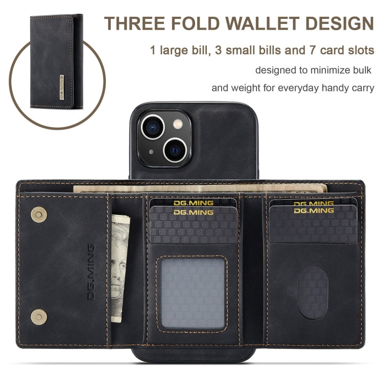 For iPhone 15 DG.MING M1 Series 3-Fold Multi Card Wallet Leather Phone Case(Black) - HoMEdemic™ 