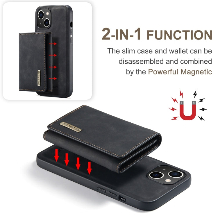 For iPhone 15 DG.MING M1 Series 3-Fold Multi Card Wallet Leather Phone Case(Black) - HoMEdemic™ 