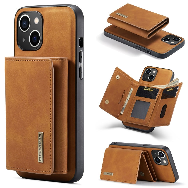 For iPhone 15 DG.MING M1 Series 3-Fold Multi Card Wallet Leather Phone Case(Brown) - HoMEdemic™ 