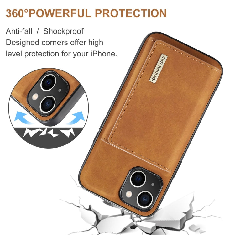 For iPhone 15 DG.MING M1 Series 3-Fold Multi Card Wallet Leather Phone Case(Brown) - HoMEdemic™ 
