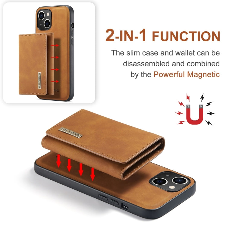 For iPhone 15 DG.MING M1 Series 3-Fold Multi Card Wallet Leather Phone Case(Brown) - HoMEdemic™ 